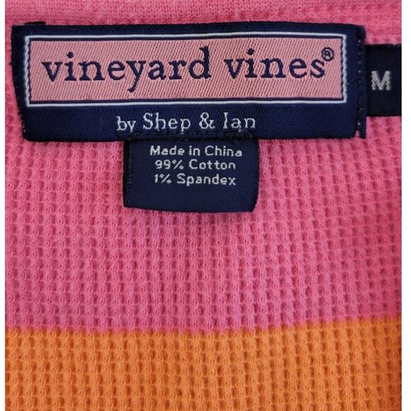 Vineyard Vines Shirt Womens Medium Thermal Pink/Orange Long Sleeve Top Preppy - Picture 5 of 6